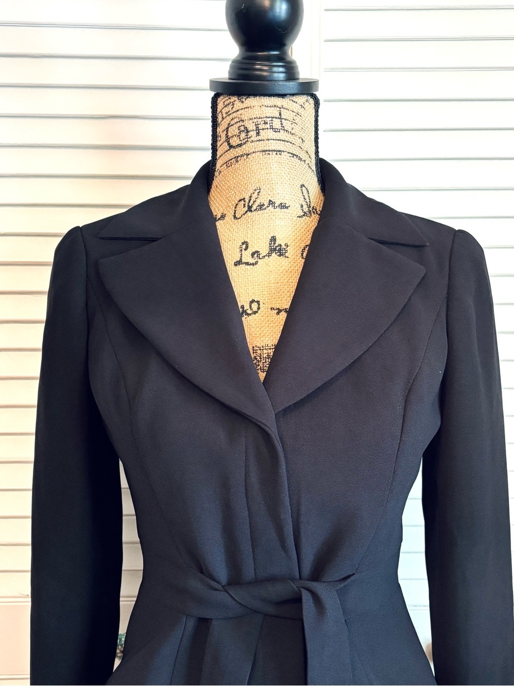 Talbots Black Button Down Blazer Jacket with Front Tie Size 2 Petite 2P - Picture 2 of 8